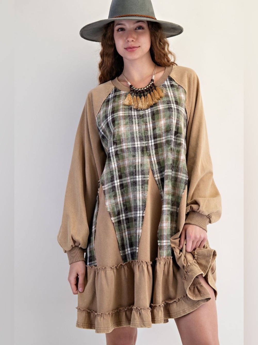 #16 New! Easel Plaid Sweatshirt Dress